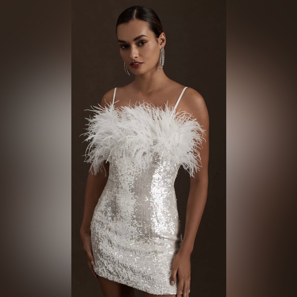Audrey Adele Adelaide Feather & Sequin Mini Dress